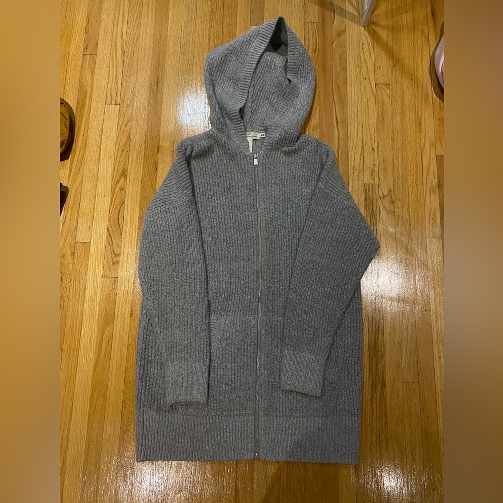 Grey Zip-up Cardigan with hood- Medium